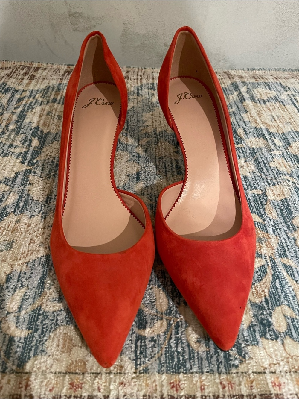 NWOT J. Crew Orange Suede Pointed Pumps Size 11